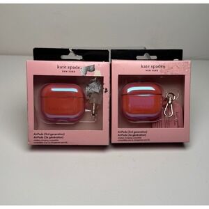 Kate Spade Airpod Pro 3rd Generation Pink Hardshell Logo Case 2x Bundle NIB